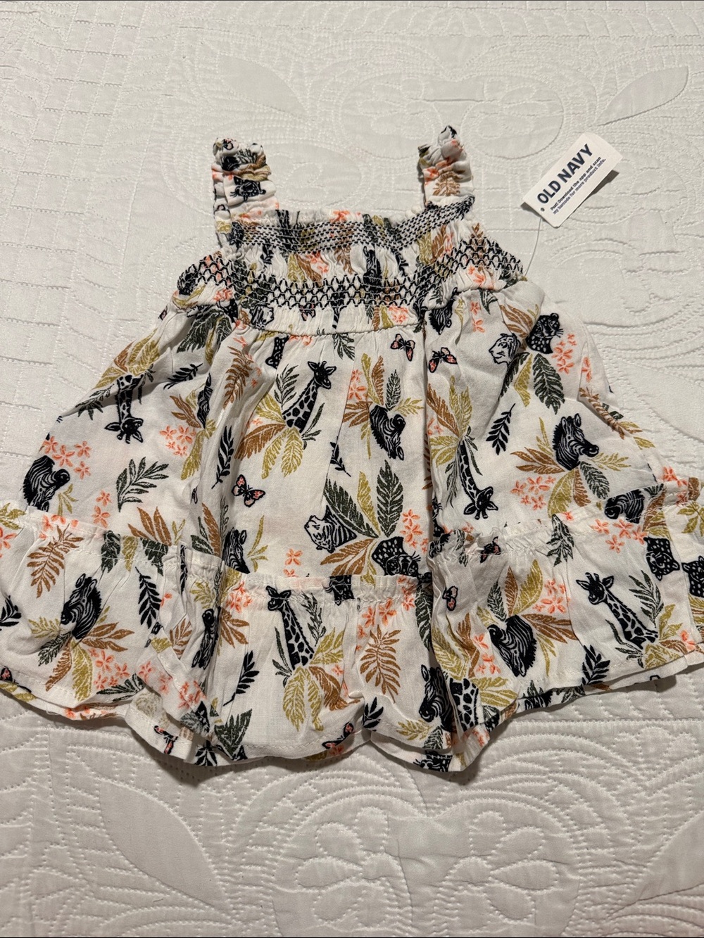 Old Navy White Tropical Animal-Print Girls Sundress Top